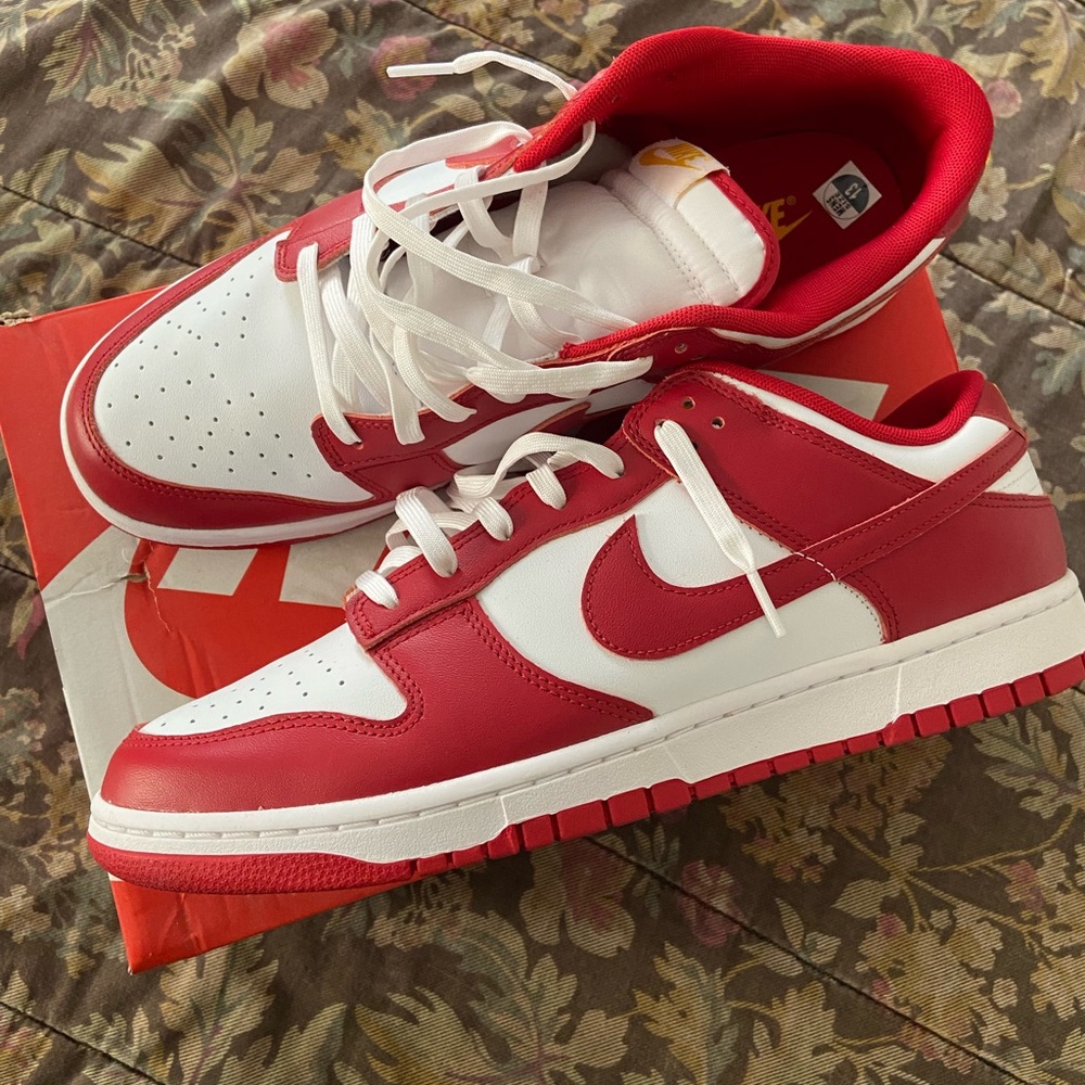 Nike Dunk Low Retro in Red and White Size 13